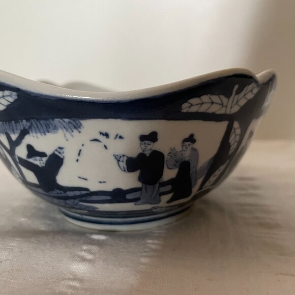 Vintage Chinese porcelain bowl square blue and white - Picture 8 of 13